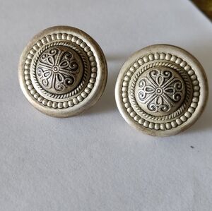 Vintage Susanna Cruz (Spain) Mid Century Celtic Silver Plated  Clip Earrings